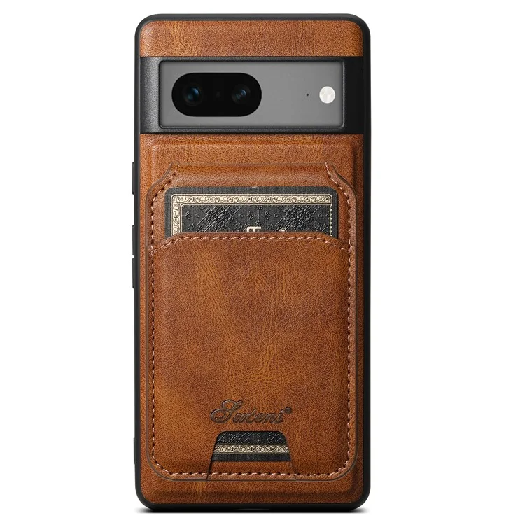 SUTENI H15 For Google Pixel 8 Detachable Phone Case Card Holder Kickstand Cover - Brown