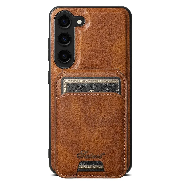 SUTENI H15 For Samsung Galaxy S23+ Phone Case Detachable Card Holder Cover with Kickstand - Brown