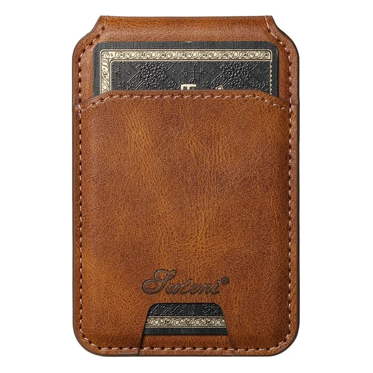 SUTENI H15 For Samsung Galaxy S23+ Phone Case Detachable Card Holder Cover with Kickstand - Brown