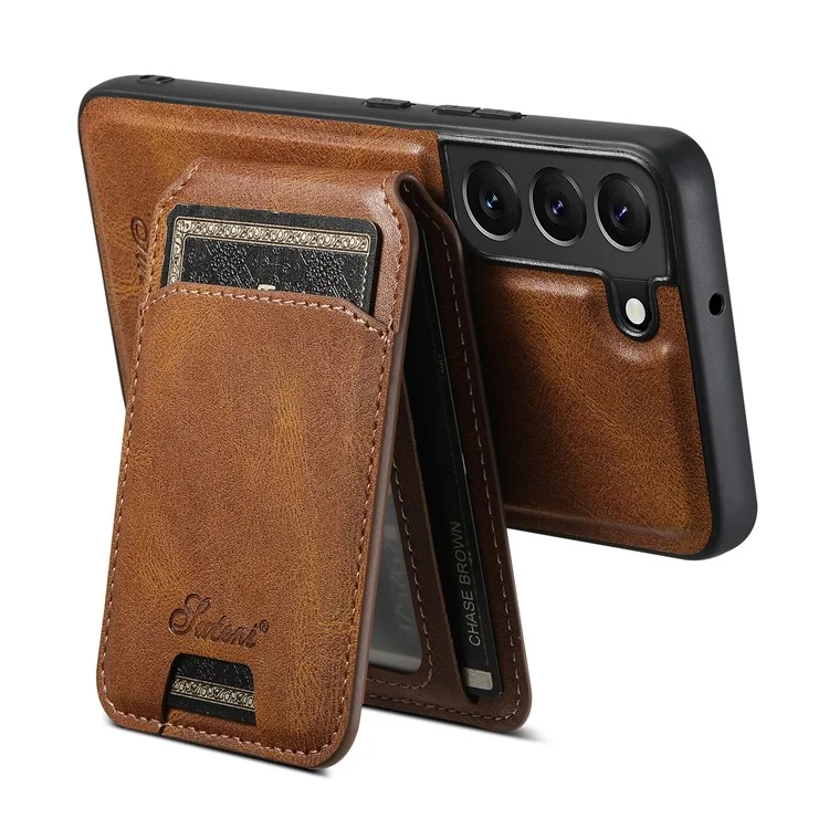 SUTENI H15 Für Samsung Galaxy S22+ 5G Hülle PU-Leder+TPU Magnetisch Abnehmbar Telefonhülle - Braun