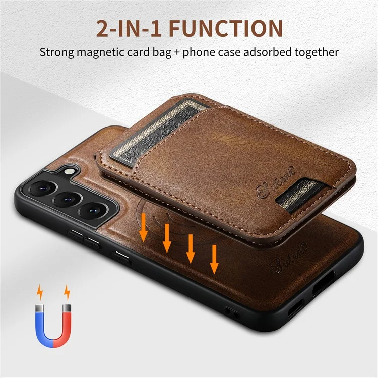 SUTENI H15 Für Samsung Galaxy S22+ 5G Hülle PU-Leder+TPU Magnetisch Abnehmbar Telefonhülle - Braun