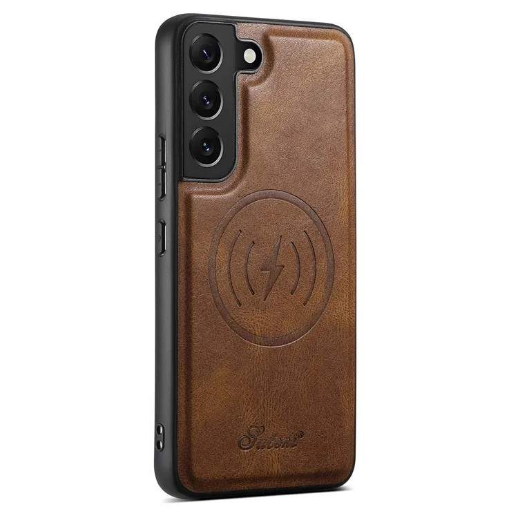 SUTENI H15 Für Samsung Galaxy S22+ 5G Hülle PU-Leder+TPU Magnetisch Abnehmbar Telefonhülle - Braun