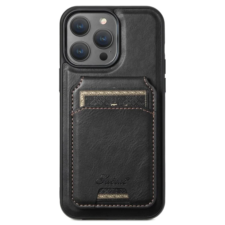SUTENI H15 Para iPhone 13 Pro Capa Bolso para Cartão Suporte de Apoio Capa de Telefone Compatível com Magsafe - Preto