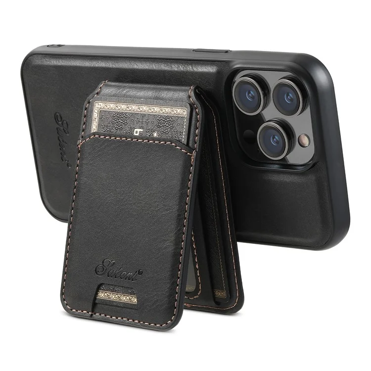SUTENI H15 Para iPhone 13 Pro Capa Bolso para Cartão Suporte de Apoio Capa de Telefone Compatível com Magsafe - Preto
