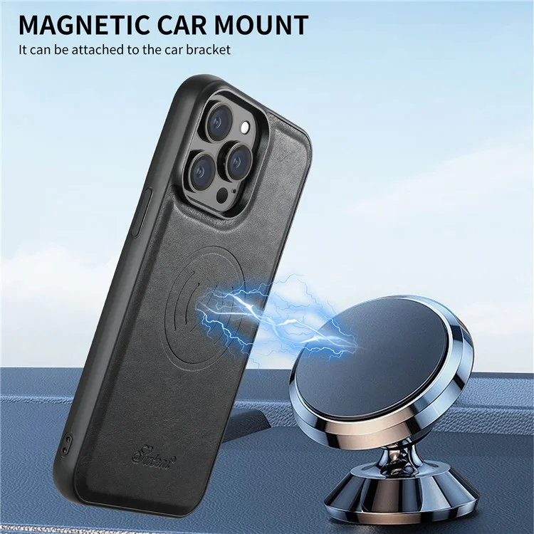 SUTENI H15 Para iPhone 13 Pro Capa Bolso para Cartão Suporte de Apoio Capa de Telefone Compatível com Magsafe - Preto