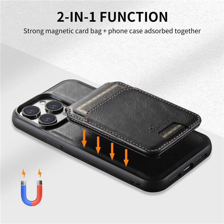 SUTENI H15 Para iPhone 13 Pro Capa Bolso para Cartão Suporte de Apoio Capa de Telefone Compatível com Magsafe - Preto