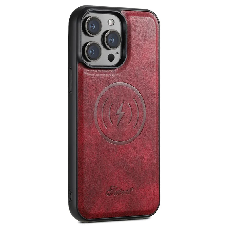 SUTENI H15 For iPhone 13 Pro Case Card Bag Kickstand Phone Cover Compatible with Magsafe - Red