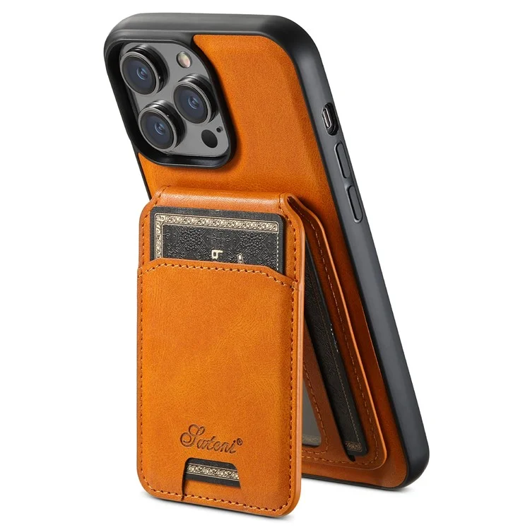SUTENI H15 For iPhone 12 / 12 Pro Case Card Holder Phone Cover Compatible with MagSafe - Khaki