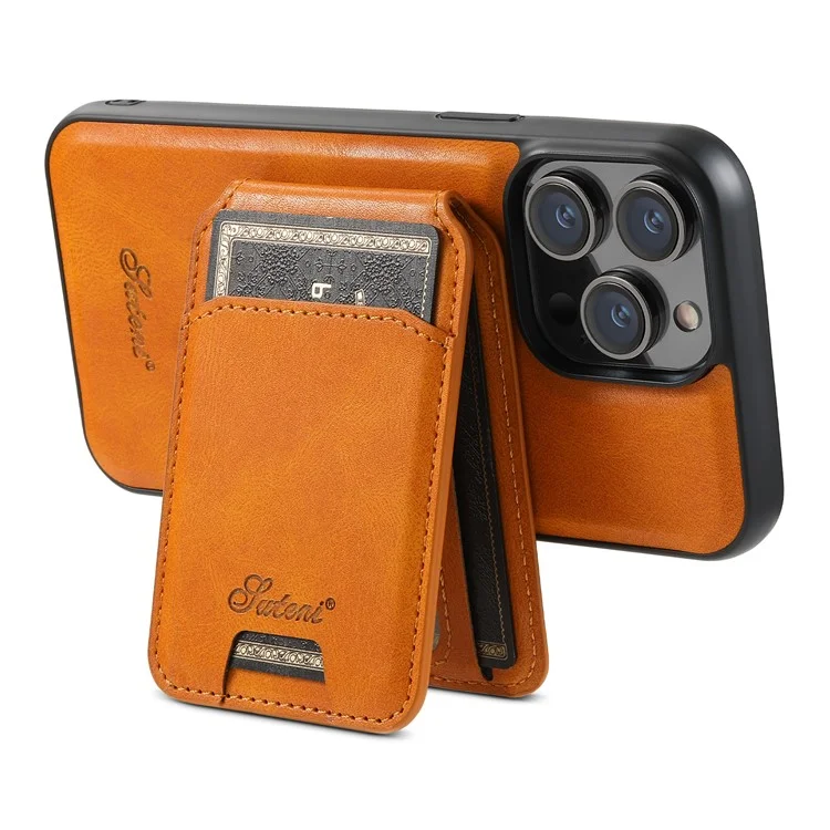 SUTENI H15 For iPhone 12 / 12 Pro Case Card Holder Phone Cover Compatible with MagSafe - Khaki