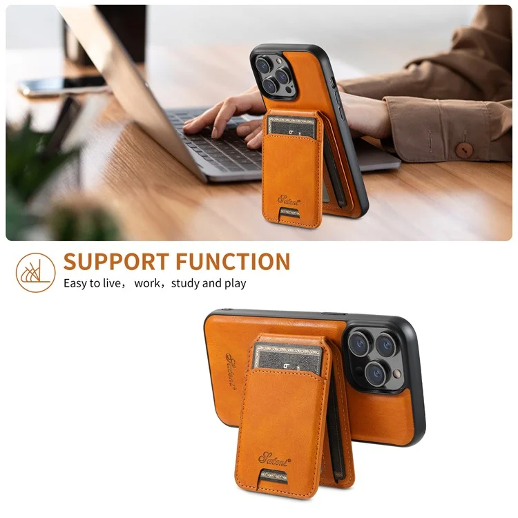 SUTENI H15 For iPhone 12 / 12 Pro Case Card Holder Phone Cover Compatible with MagSafe - Khaki