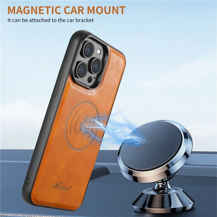 SUTENI H15 For iPhone 12 / 12 Pro Case Card Holder Phone Cover Compatible with MagSafe - Khaki