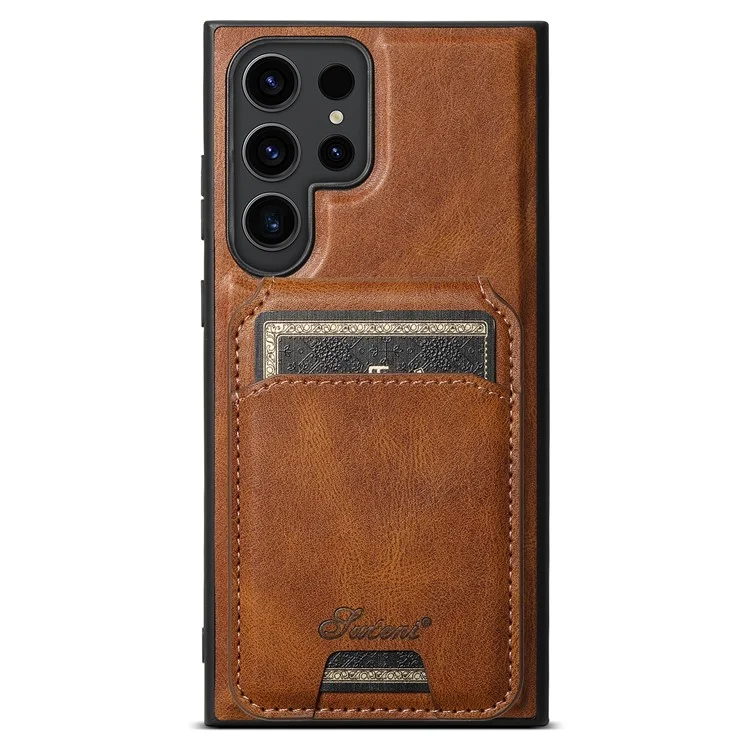 SUTENI H15 For Samsung Galaxy S22 Ultra 5G Case Kickstand 2 in 1 Magnetic Detachable Phone Cover - Brown