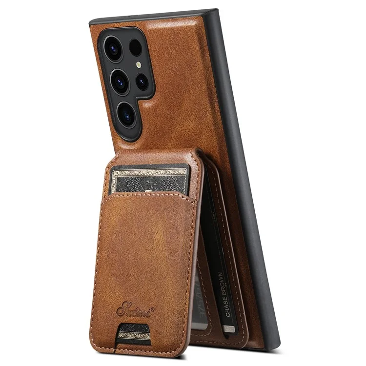 SUTENI H15 For Samsung Galaxy S22 Ultra 5G Case Kickstand 2 in 1 Magnetic Detachable Phone Cover - Brown