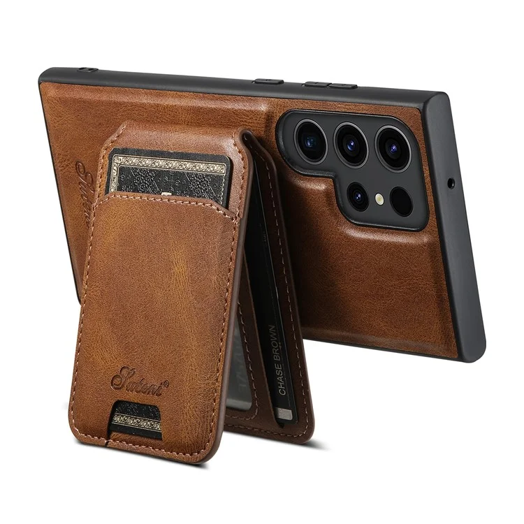 SUTENI H15 For Samsung Galaxy S22 Ultra 5G Case Kickstand 2 in 1 Magnetic Detachable Phone Cover - Brown