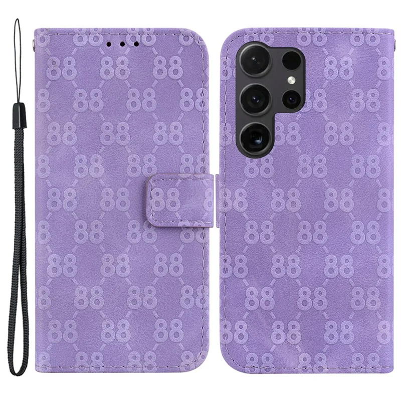 For Samsung Galaxy S24 Ultra Case Double 8-Shape Flip PU Leather Phone Cover - Purple