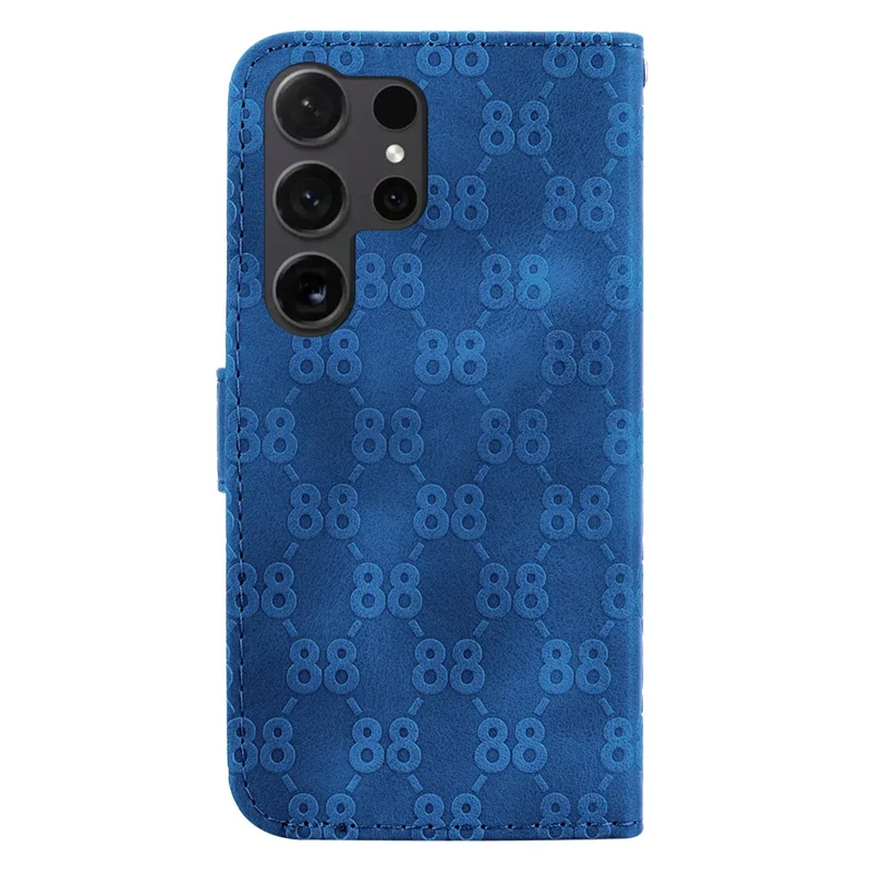 For Samsung Galaxy S24 Ultra Case Double 8-Shape Flip PU Leather Phone Cover - Dark Blue
