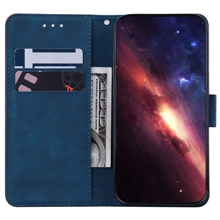 Para Samsung Galaxy S24 Ultra Case Phone Shell Imprinted PU Leather Flip Cover - Azul