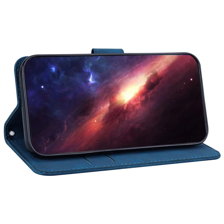 Para Samsung Galaxy S24 Ultra Case Phone Shell Imprinted PU Leather Flip Cover - Azul