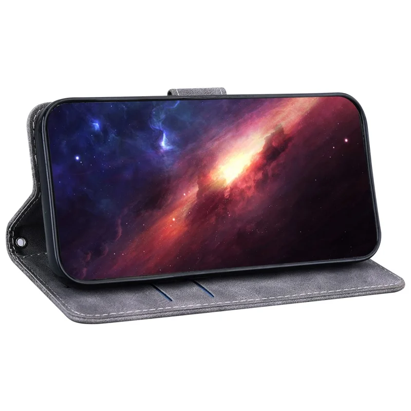 For Samsung Galaxy S24 Ultra Case Phone Shell Imprinted PU Leather Flip Cover - Grey
