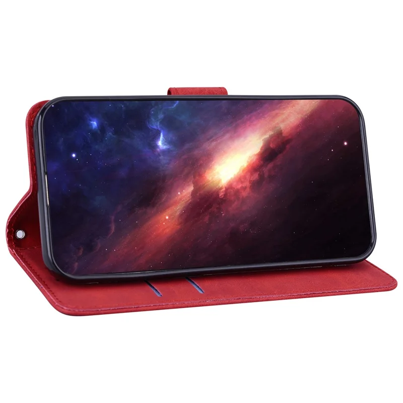 For Samsung Galaxy S24 Ultra Case Phone Shell Imprinted PU Leather Flip Cover - Red