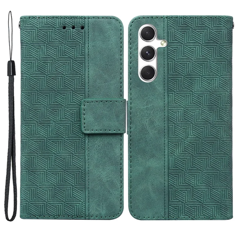 Til Samsung Galaxy S24 Case Krasresistent Telefonbeskyttelse med Indgraveret PU Læderdæksel - Grøn