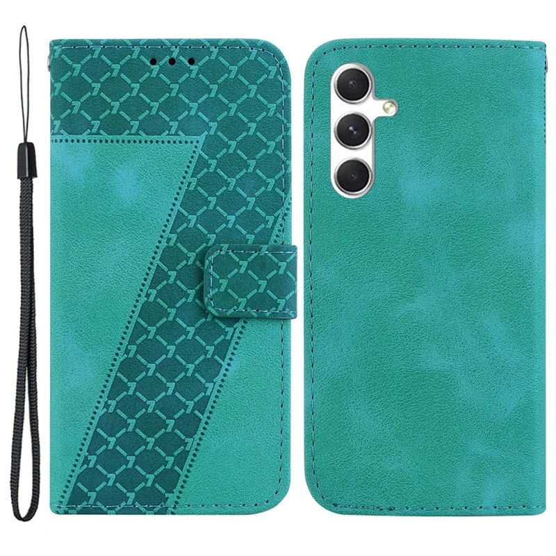 Para Samsung Galaxy S24 Case Magnetic Clasp Leather Wallet Imprinted Phone Cover - Verde