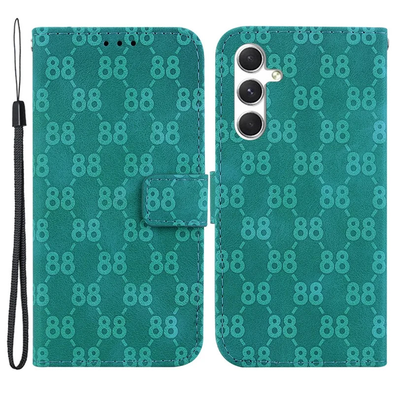 For Samsung Galaxy S24 Leather Case Double 8-Shape Phone Wallet Cover - Green