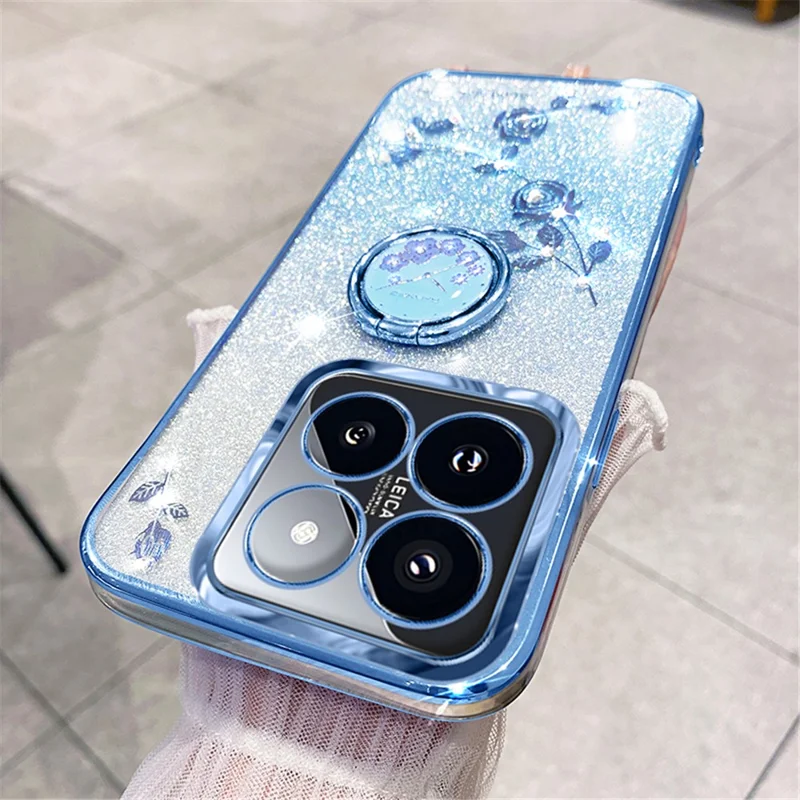 KADEM для чехла Xiaomi 14 Pro с кольцевой подставкой Glitter TPU Phone Shell - Blue