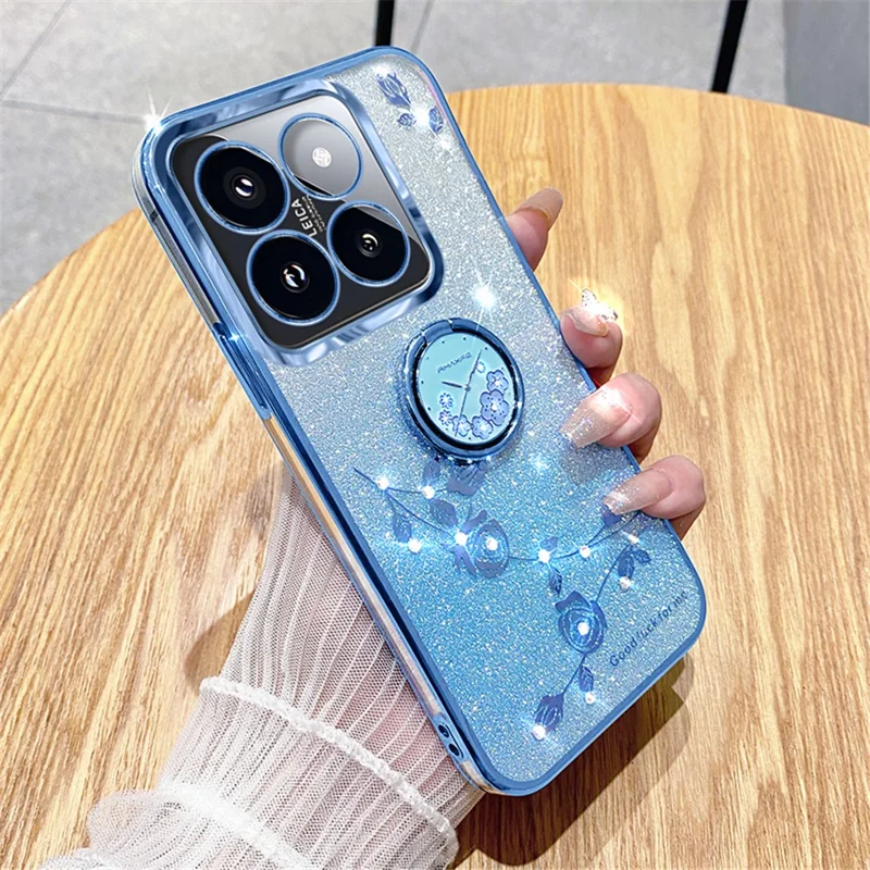 KADEM для чехла Xiaomi 14 Pro с кольцевой подставкой Glitter TPU Phone Shell - Blue