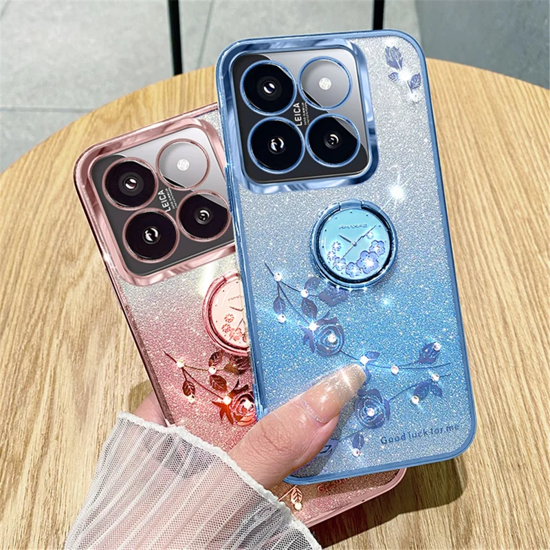 KADEM для чехла Xiaomi 14 Pro с кольцевой подставкой Glitter TPU Phone Shell - Blue