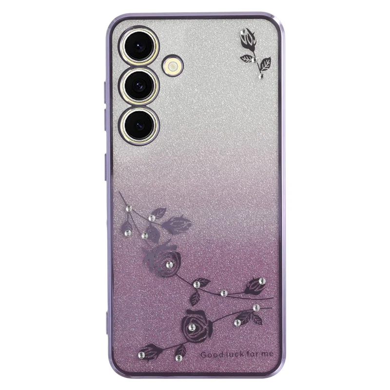 KADEM For Samsung Galaxy S24 Case Rhinestone Decor Flower Pattern TPU Phone Cover - Purple