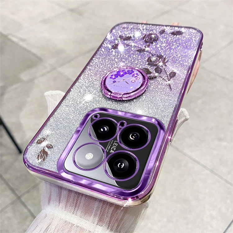 KADEM For Xiaomi 14 Cover Drop Resistant TPU Phone Case with Ring Kickstand - Purple