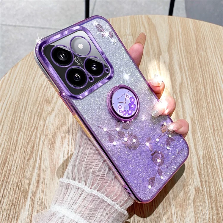 KADEM For Xiaomi 14 Cover Drop Resistant TPU Phone Case with Ring Kickstand - Purple
