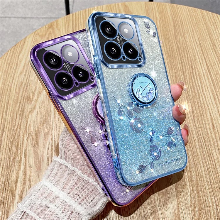 KADEM For Xiaomi 14 Cover Drop Resistant TPU Phone Case with Ring Kickstand - Purple