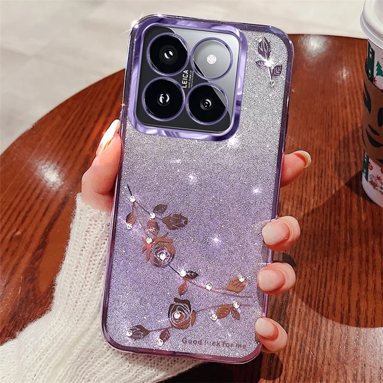 KADEM For Xiaomi 14 Pro Case Flower Pattern Cell Phone TPU Back Cover - Purple