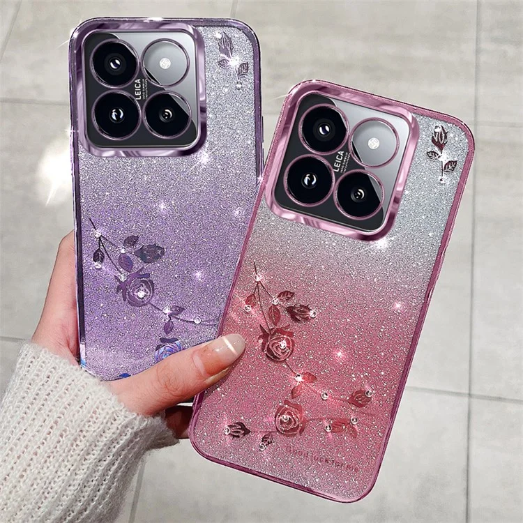 KADEM For Xiaomi 14 Pro Case Flower Pattern Cell Phone TPU Back Cover - Purple