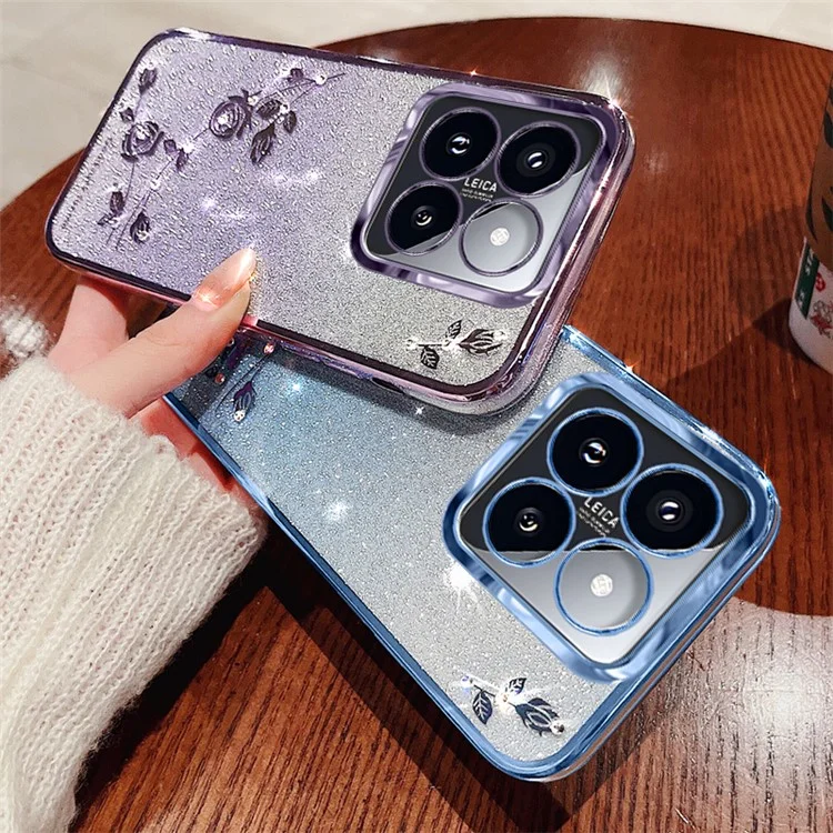 KADEM For Xiaomi 14 Pro Case Flower Pattern Cell Phone TPU Back Cover - Purple