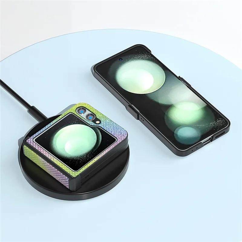 ABEEL Per Samsung Galaxy Z Flip5 5G Cover Texture Rhinestone PU Pelle+PC Custodia Protettiva - Multicolore