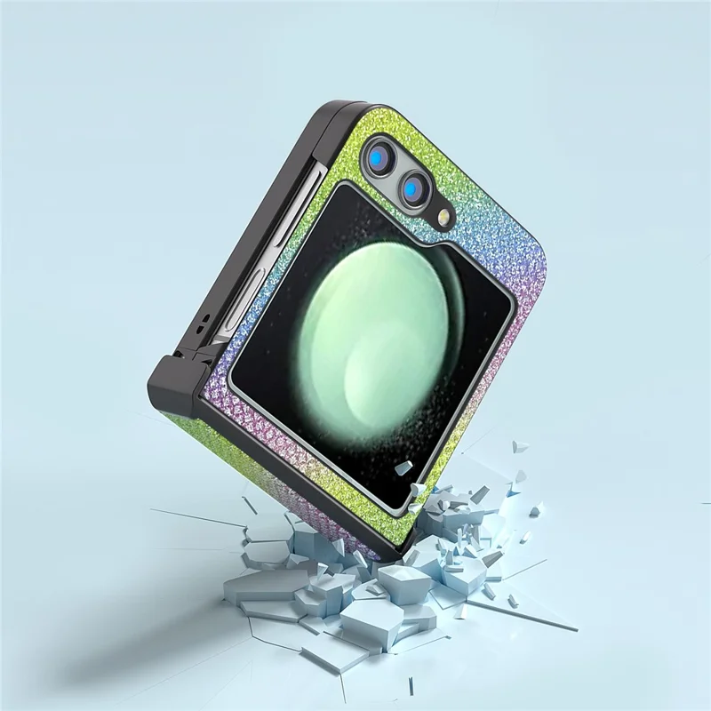 ABEEL Per Samsung Galaxy Z Flip5 5G Cover Texture Rhinestone PU Pelle+PC Custodia Protettiva - Multicolore