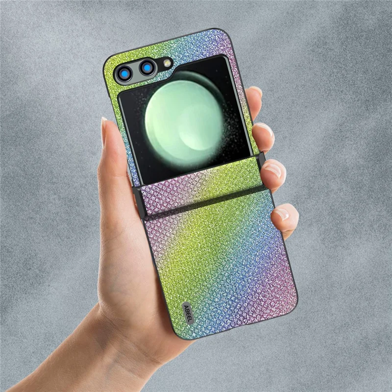 ABEEL Per Samsung Galaxy Z Flip5 5G Cover Texture Rhinestone PU Pelle+PC Custodia Protettiva - Multicolore