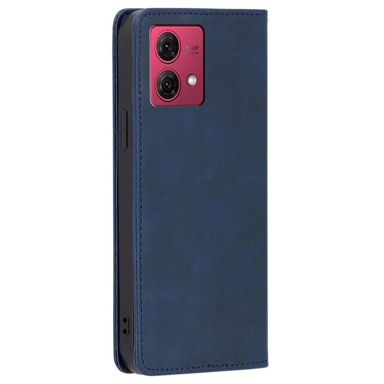 For Motorola Moto G84 5G Case Calf Texture Shock Absorbing Stand Phone Cover - Sapphire
