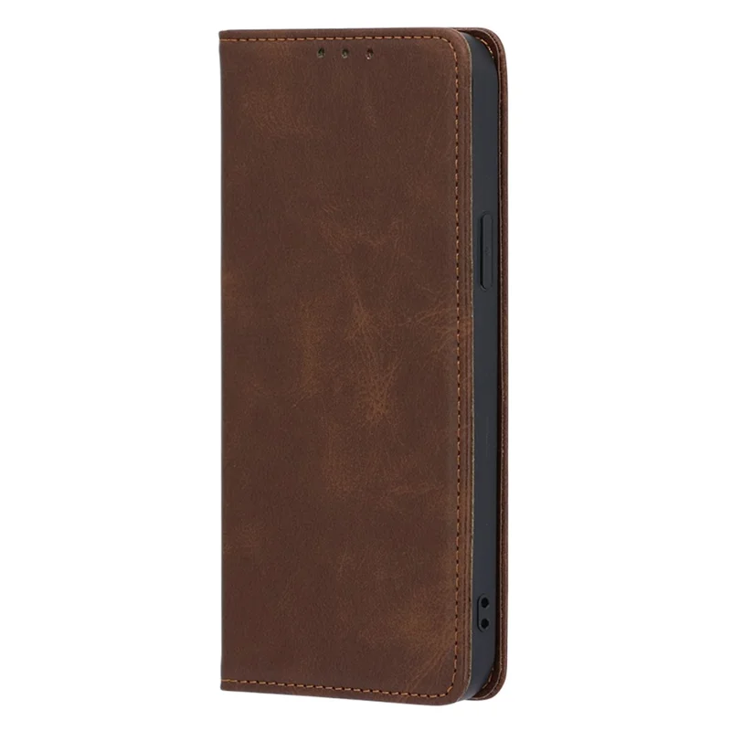 For Oppo A78 4G Case Calf Texture Leather Cover with Wallet Stand - Brown