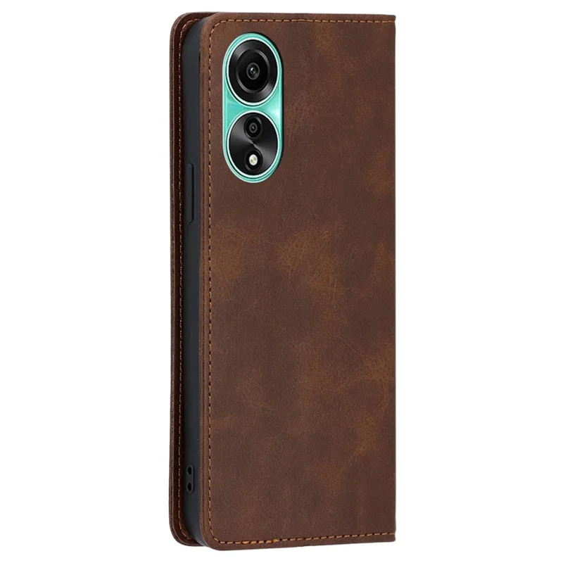 For Oppo A78 4G Case Calf Texture Leather Cover with Wallet Stand - Brown