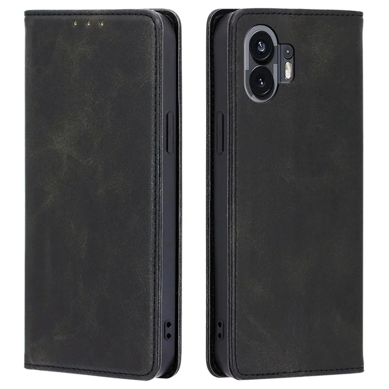 For Nothing Phone (2) Case Magnetic Auto Closing Phone Leather Cover - Black