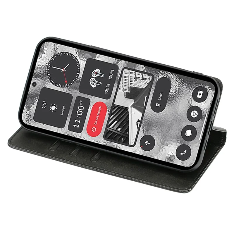 For Nothing Phone (2) Case Magnetic Auto Closing Phone Leather Cover - Black