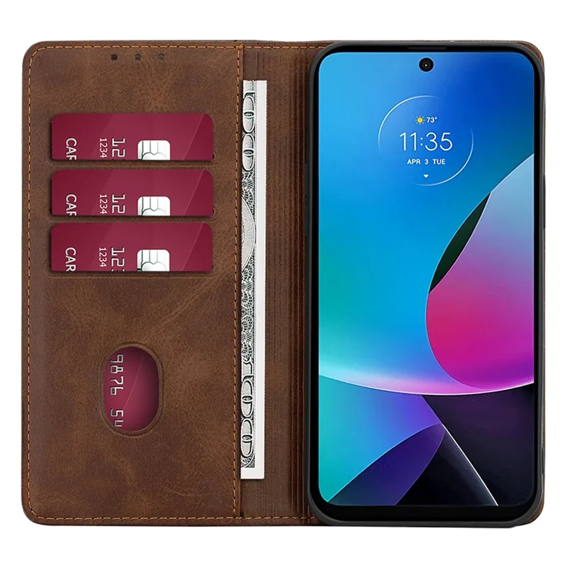 For Motorola Moto G Stylus (2023) Leather Case Wallet Stand Mobile Phone Cover - Brown