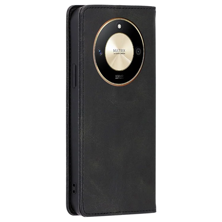 For Honor X50 5G Case Calf Texture PU Leather Phone Wallet Cover - Black