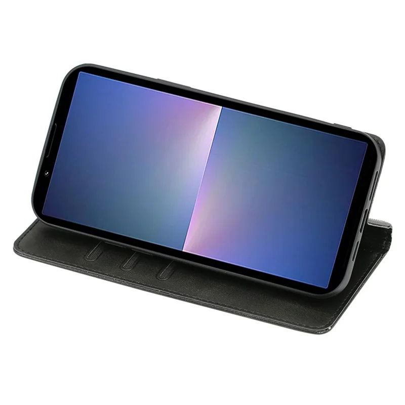 For Sony Xperia 5 V Case Magnetic Closure Wallet Leather Cover - Black