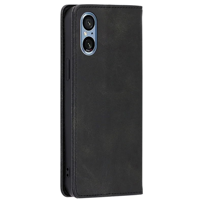 For Sony Xperia 5 V Case Magnetic Closure Wallet Leather Cover - Black