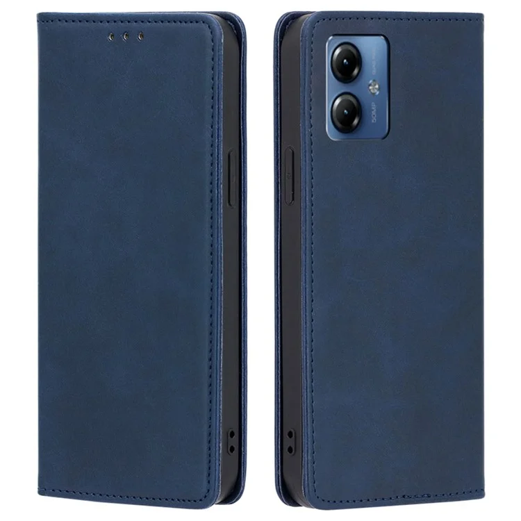 Funda de cuero con tapa y soporte para Motorola Moto G14 4G - Zafiro